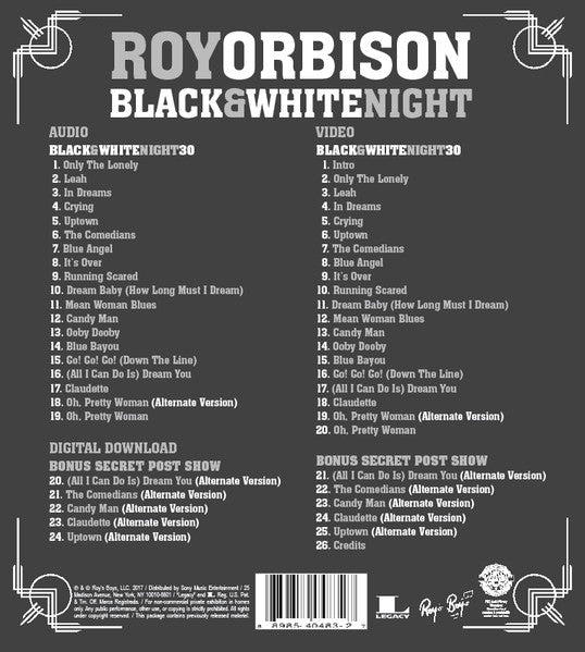 Roy Orbison : Black & White Night 30 (Blu-ray, RM, Multichannel, Vid + CD, Album)
