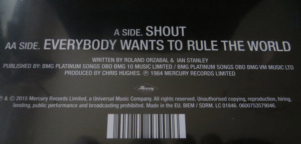 Tears For Fears : Shout / Everybody Wants To Rule The World (12", Single, Ltd)