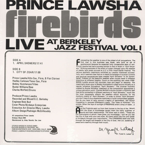 Prince Lawsha* : Firebirds Live At Berkeley Jazz Festival Vol I (LP, Album, RE)